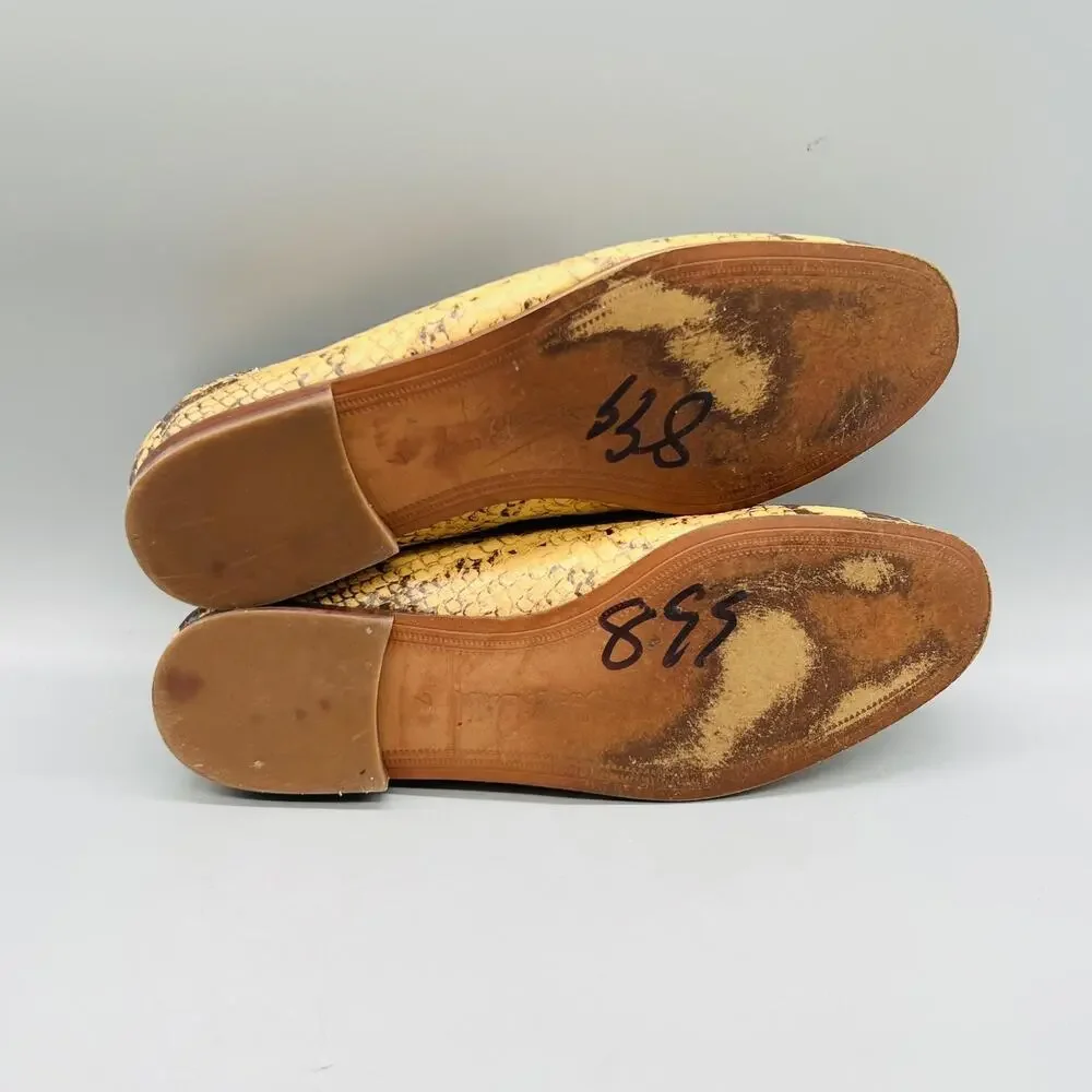 Sam Edelman Shoes Womens 7 Yellow Snake Print Leather Bit Loafer Flats Slip On